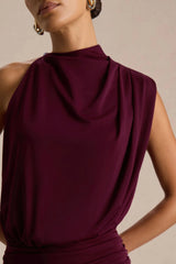 Umaira | Burgundy High-Neck Maxi Dress