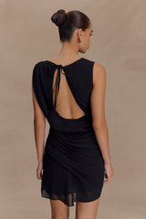 Oria Chiffon Mini Dress - Black