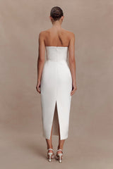 Ophelia Peplum Satin Maxi Dress - Ivory