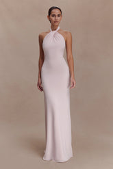 Elyna Slinky Halter Maxi Dress - Pale Pink