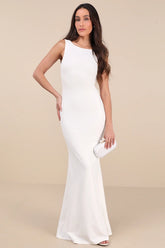 Love In Your Eyes Ivory Knotted Mermaid Maxi Dress