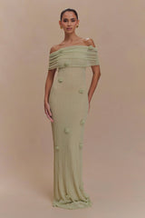 Brynn Orchid Knit Maxi Dress - Pastel Green