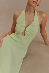 Malakhai Chiffon Halter Maxi Dress - Pastel Green