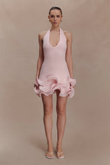 Willowmena Halter Neckline Mini Dress With Tubed Hem - Baby Pink