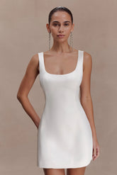 Beth Satin Mini Dress - White