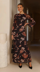 Koah Long Sleeve Maxi Dress - Flower Print