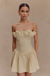 Janis Cotton Frill Mini Dress - Nude
