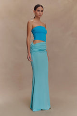 Jasiel Strapless Knit Maxi Dress - Cyan Blue