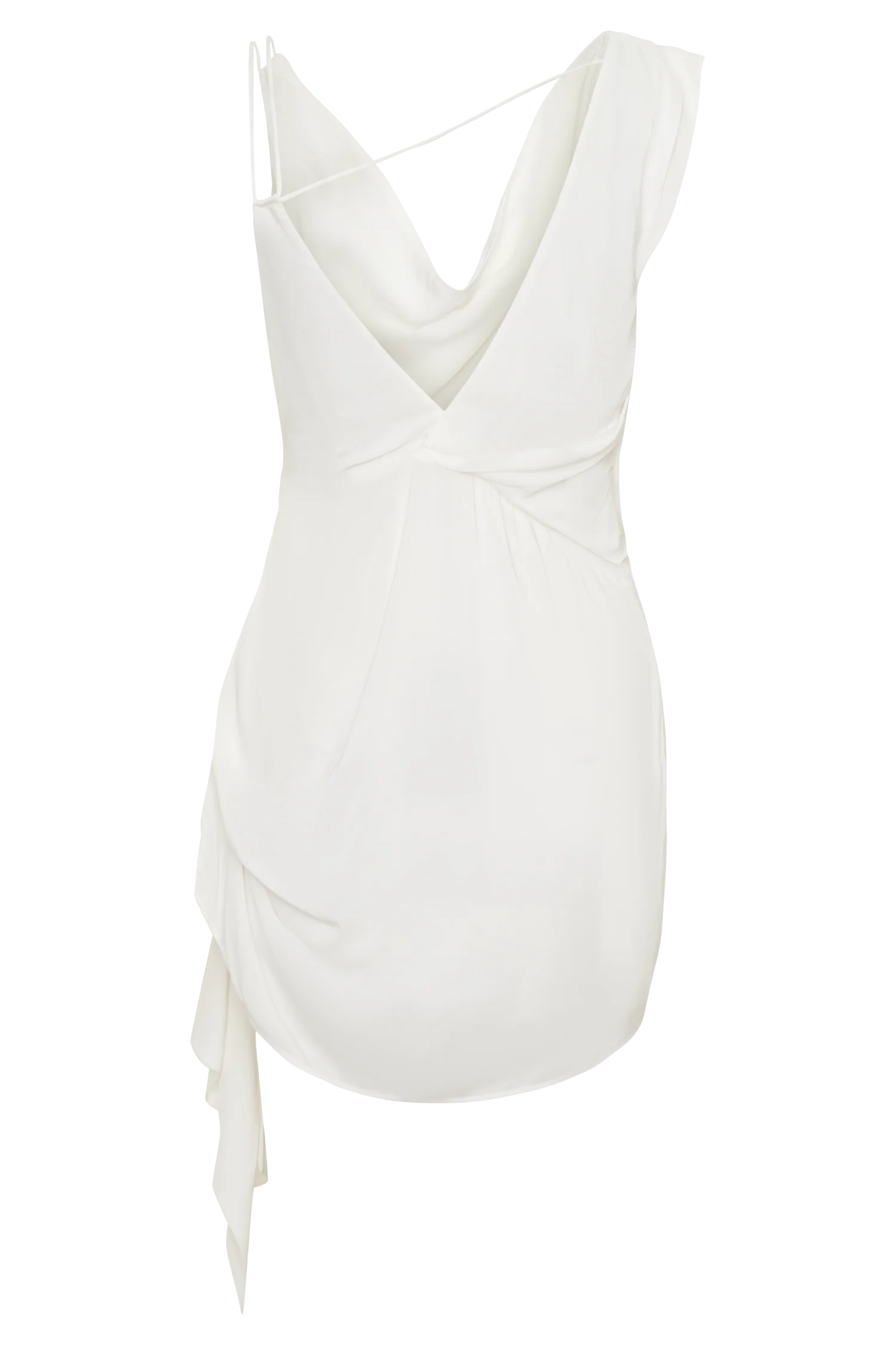 Lucile Cowl Drape Satin Mini Dress - White