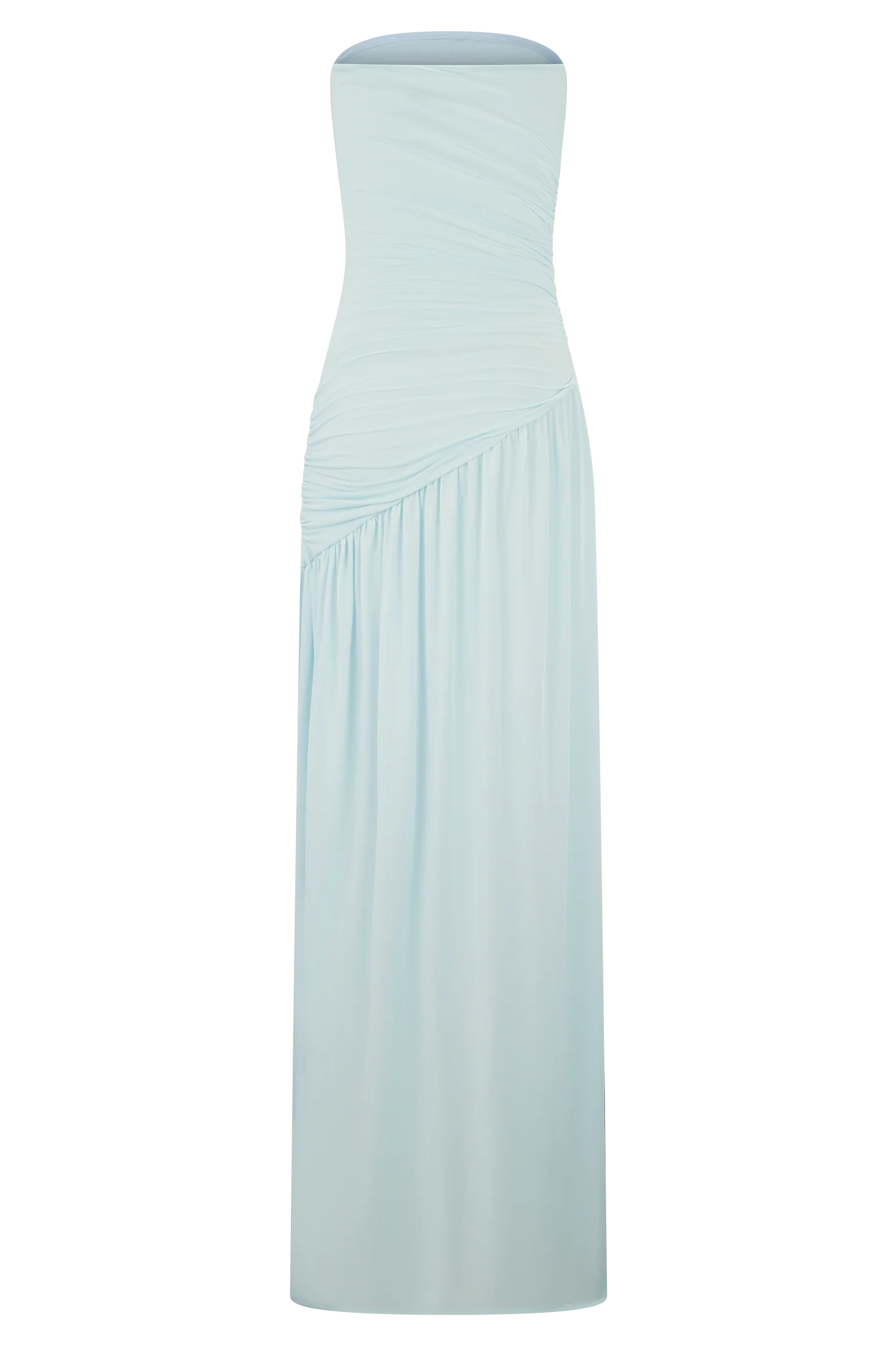 Bex Strapless Slinky Maxi Dress With Split - Pale Blue