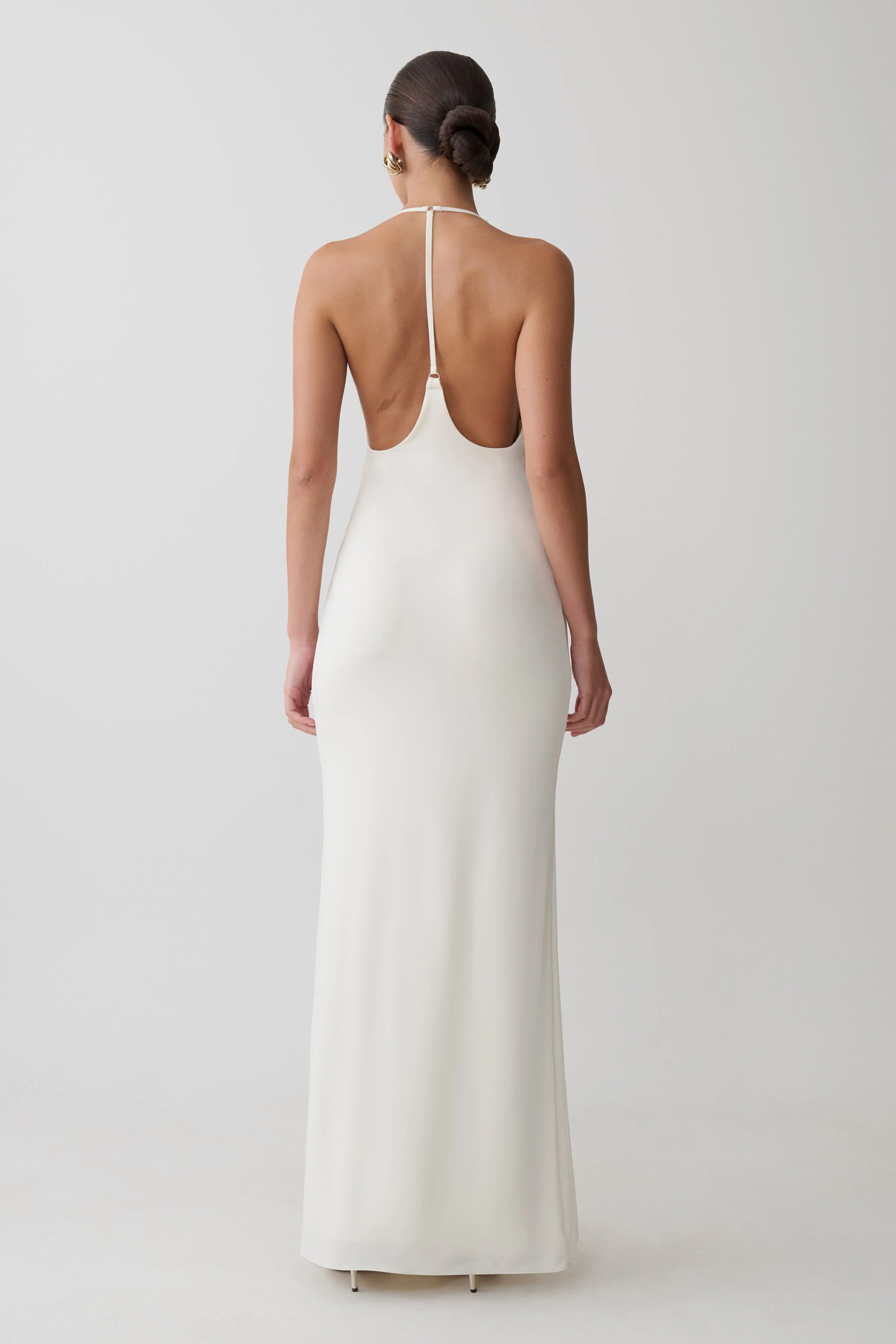 Hana Slinky Plunge Maxi Dress - Ivory
