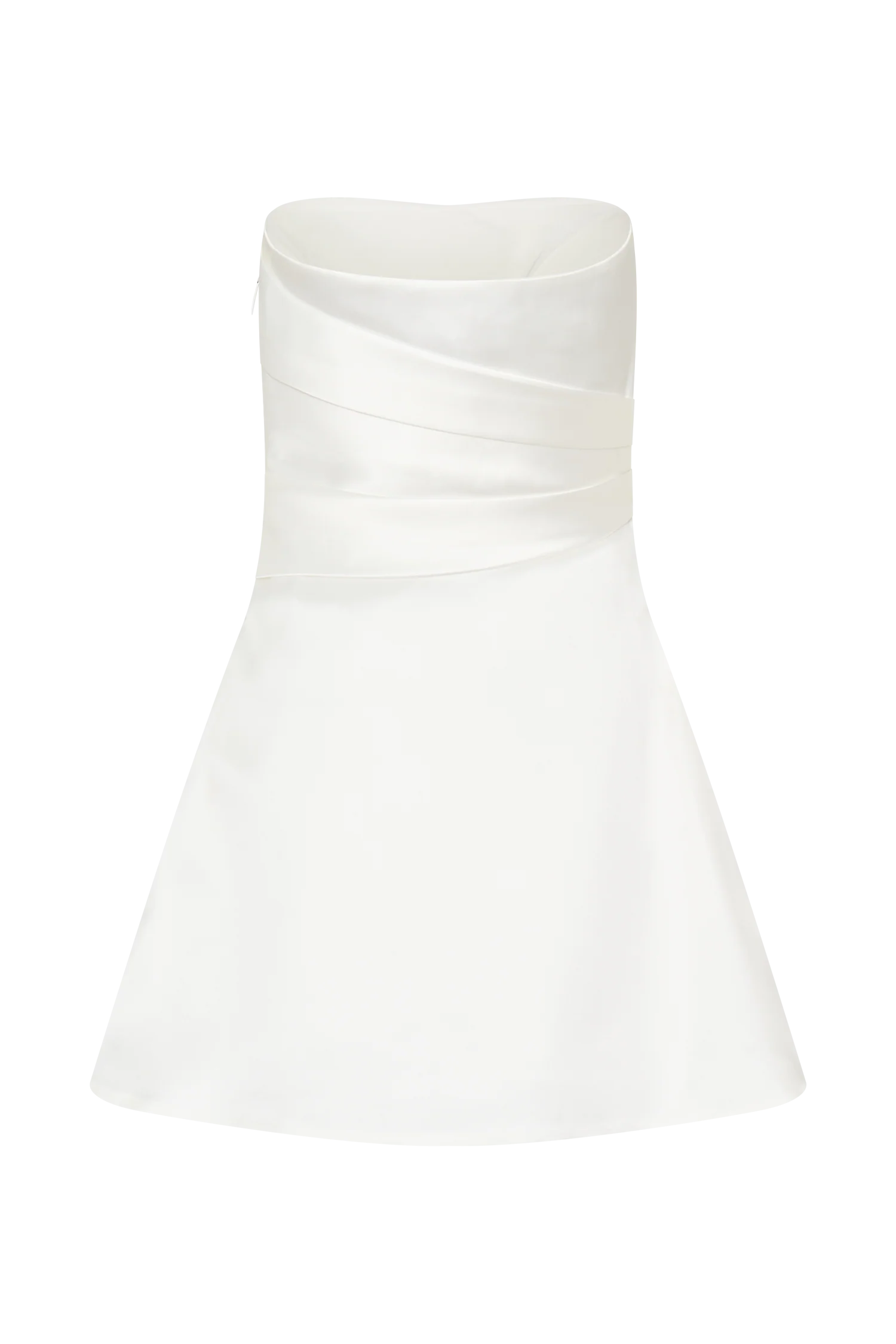 Lora Strapless Satin Mini Dress - White