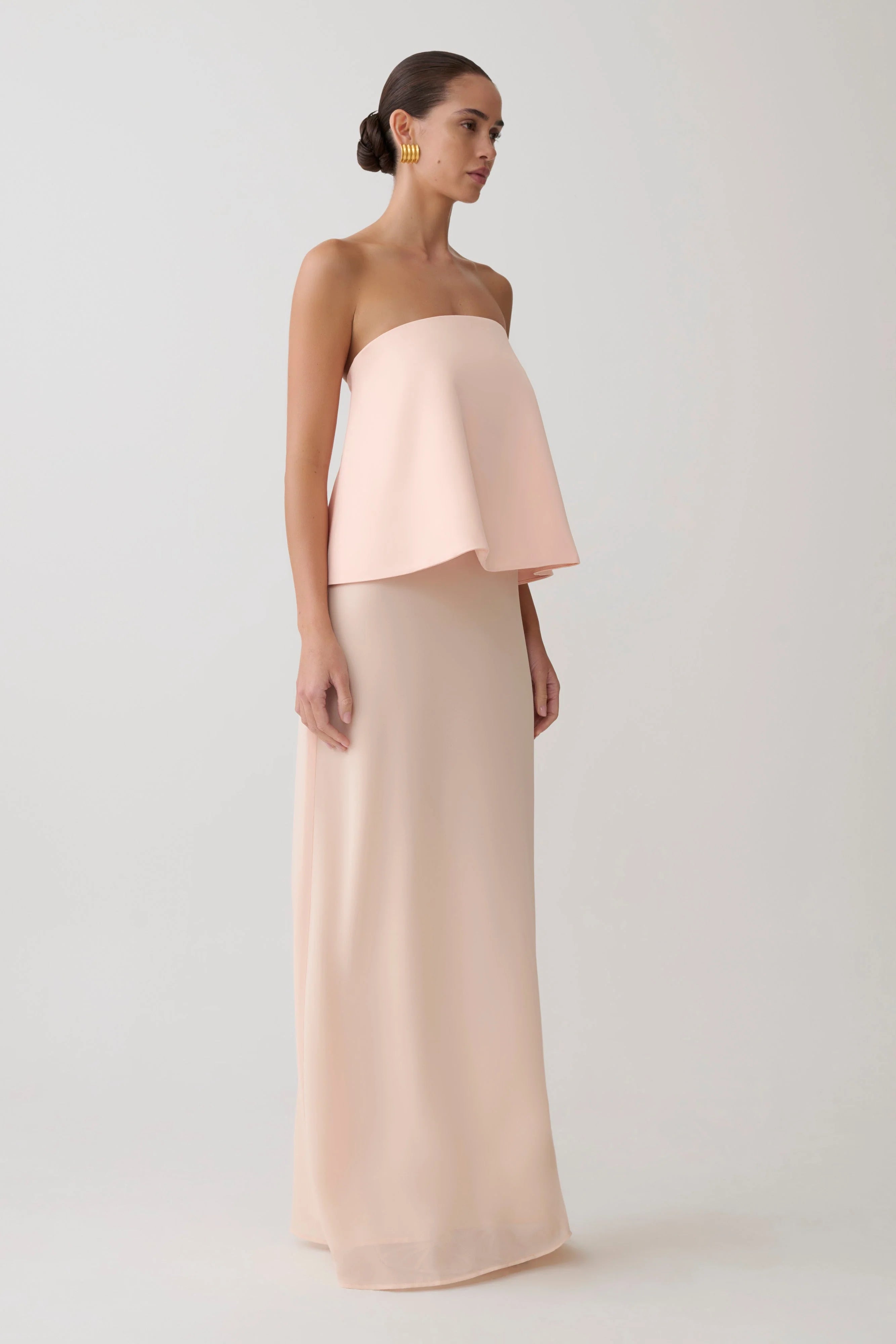 Sophia Satin Strapless Maxi Dress - Peach