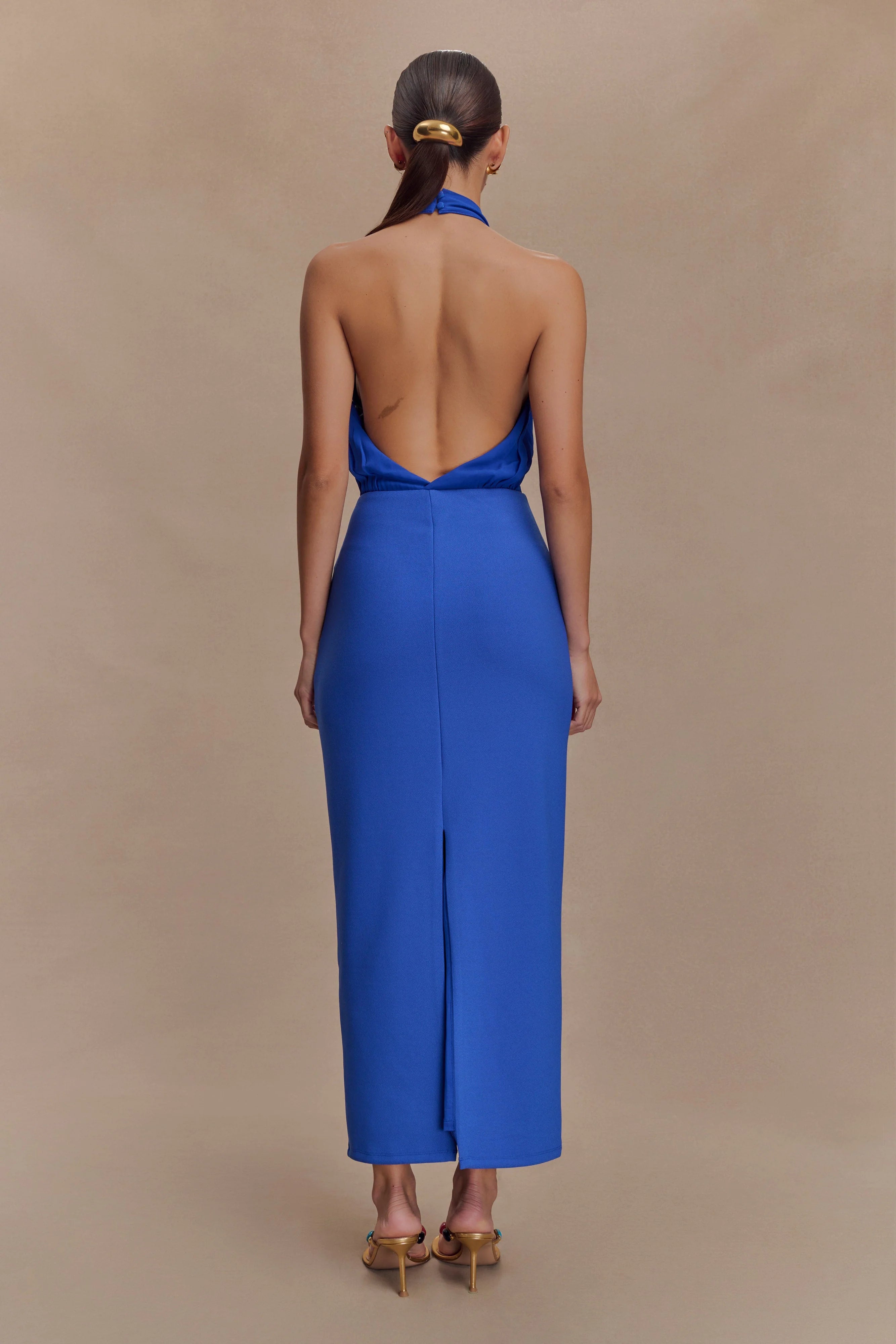 Mierah Halter Midi Dress - Cobalt Blue