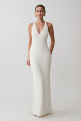 Hana Slinky Plunge Maxi Dress - Ivory