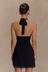 Malakhai Chiffon Halter Mini Dress - Black
