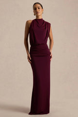 Umaira | Burgundy High-Neck Maxi Dress