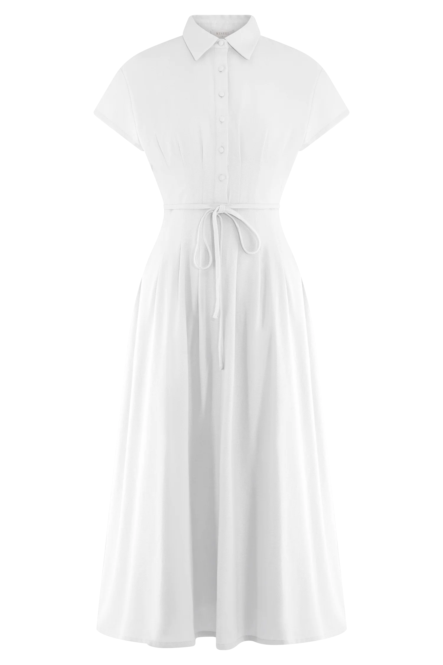 Aysha Buttoned Linen Midi Dress - White