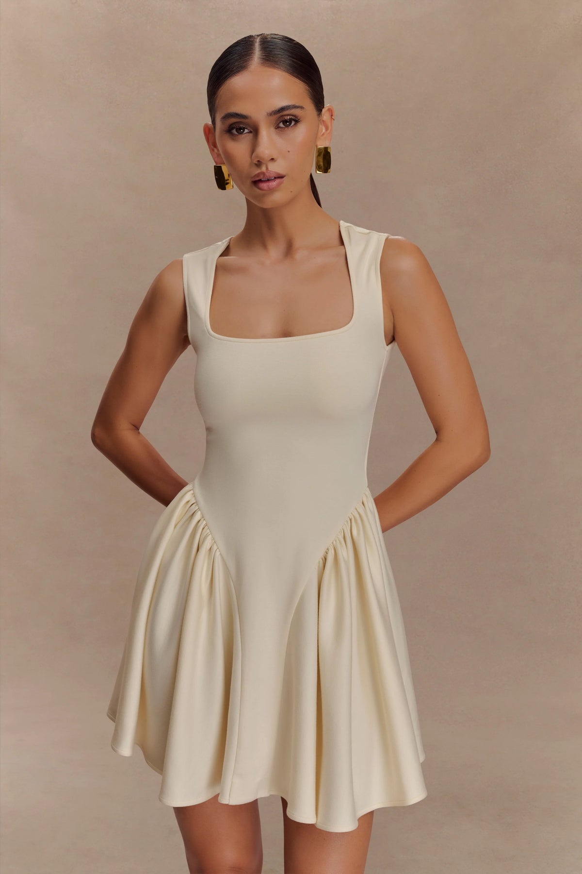Sharon Scuba Jersey Mini Dress - Ivory