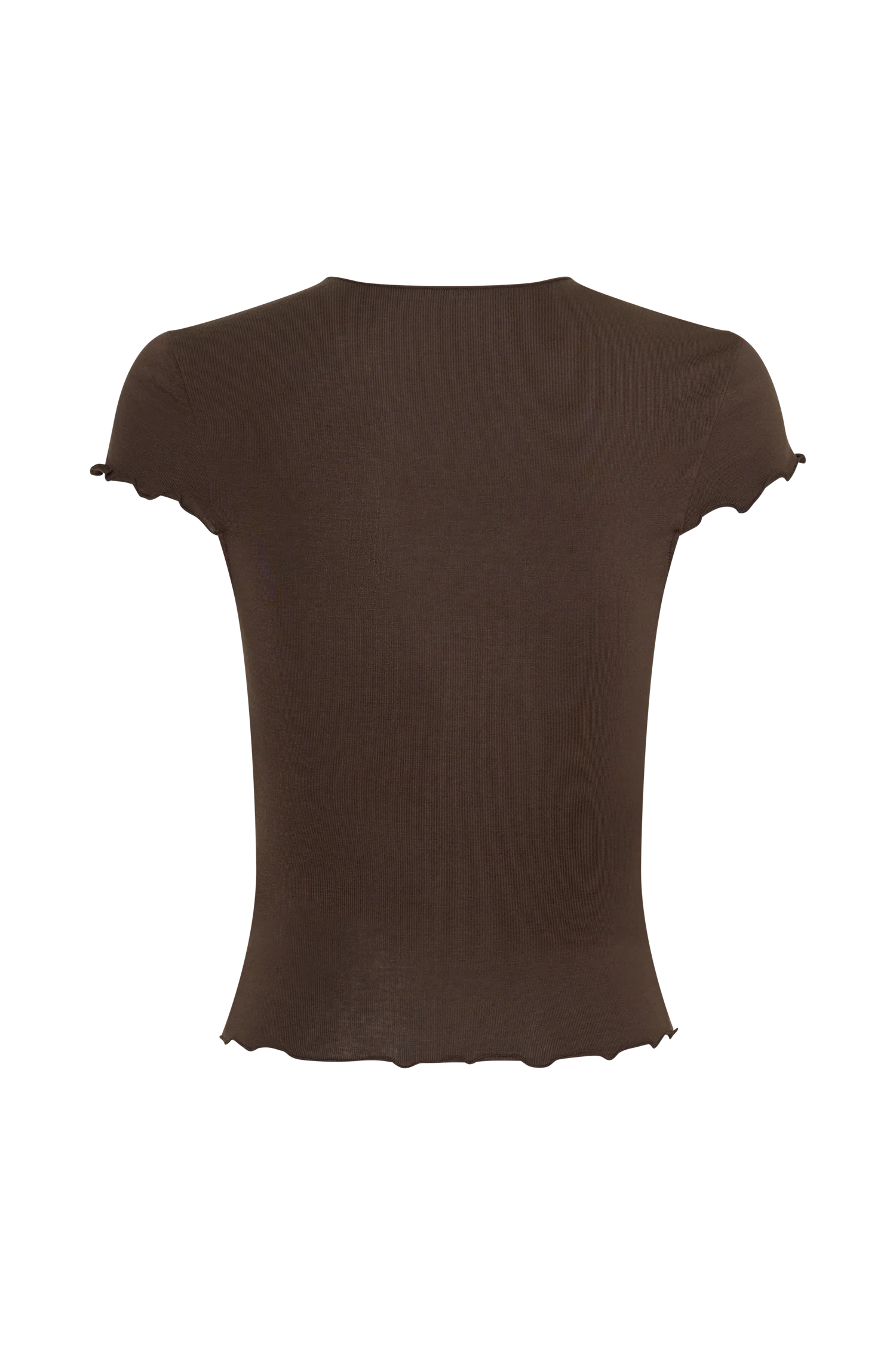 Anfie High Neck Top With Piping Detail - Dark Chocolate