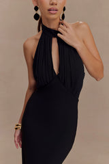 Mierah Halter Midi Dress - Black