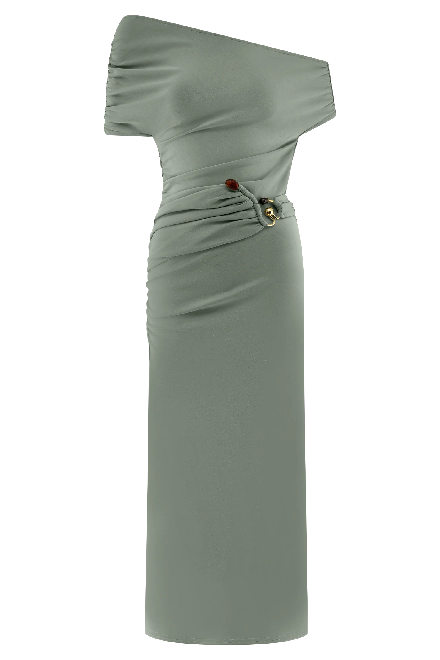 Kendra Scuba Jersey Midi Dress With Hardware - Sage